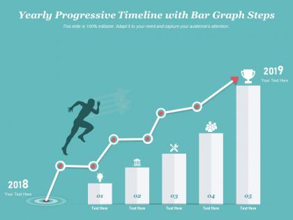 Yearly progressive timeline with bar graph steps