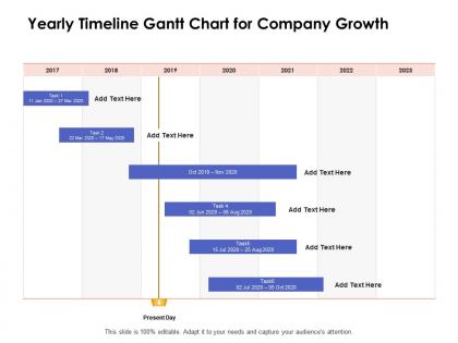 Yearly timeline gantt chart for company growth ppt powerpoint presentation pictures ideas