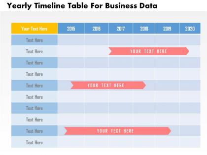Yearly timeline table for business data flat powerpoint design