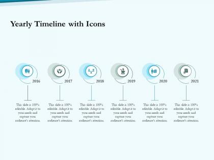 Yearly timeline with icons social pension ppt template