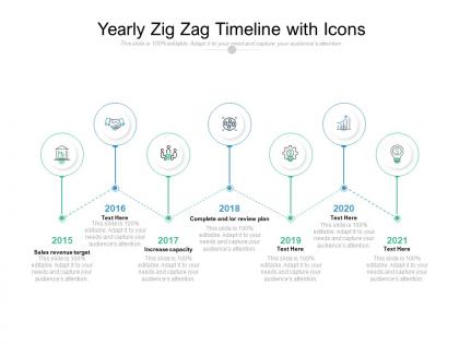 Yearly zig zag timeline with icons