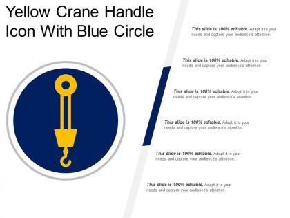 Yellow crane handle icon with blue circle