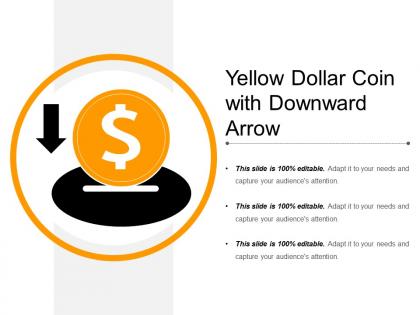 Yellow dollar coin with downward arrow