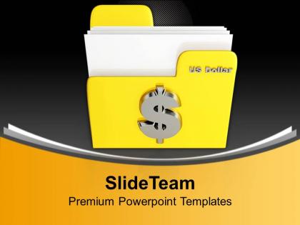 Yellow folder with dollar sign metaphor powerpoint templates ppt backgrounds for slides 0113