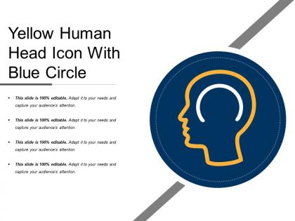 Yellow human head icon with blue circle