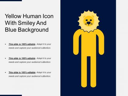 Yellow human icon with smiley and blue background
