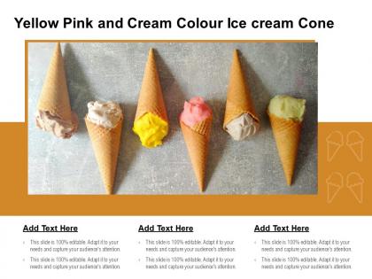 Yellow pink and cream colour ice cream cone