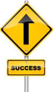 Yellow signpost for success stock photo