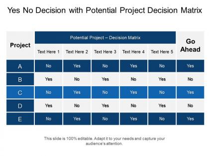 Yes no decision with potential project decision matrix