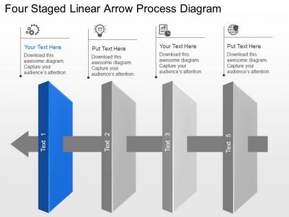 Yk four staged linear arrow process diagram powerpoint template