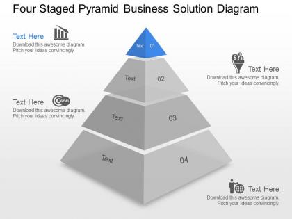 Yn four staged pyramid business solution diagram powerpoint template