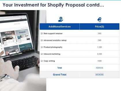 Your investment for shopify proposal contd ppt powerpoint presentation