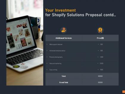 Your investment for shopify solutions proposal contd ppt powerpoint presentation infographic
