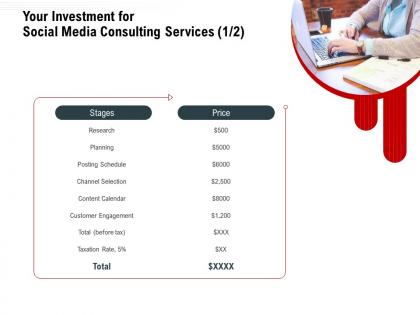Your investment for social media consulting services l1579 ppt powerpoint file