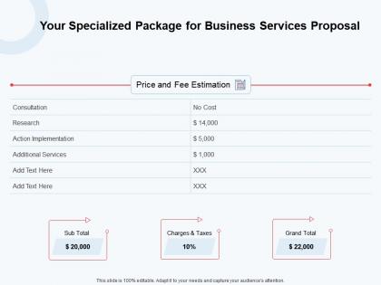 Your specialized package for business services proposal ppt powerpoint aids