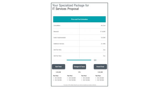 Your Specialized Package For IT Services Proposal One Pager Sample Example Document