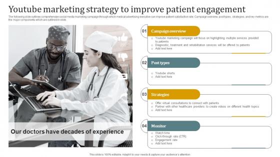 Youtube Marketing Strategy To Improve Patient Engagement Promotional Plan Strategy SS V
