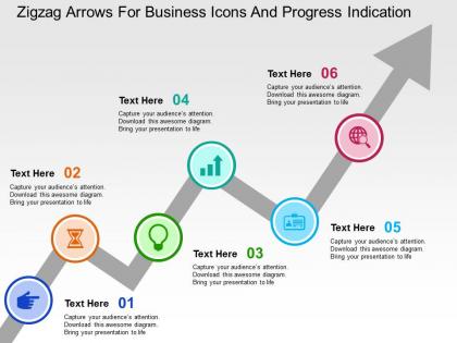 Zigzag arrows for business icons and progress indication flat powerpoint design