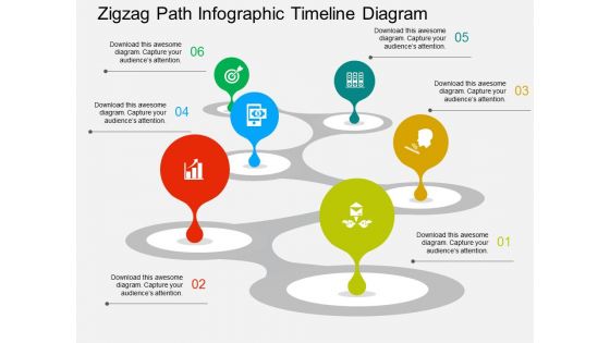 Zigzag path infographic timeline diagram flat powerpoint design