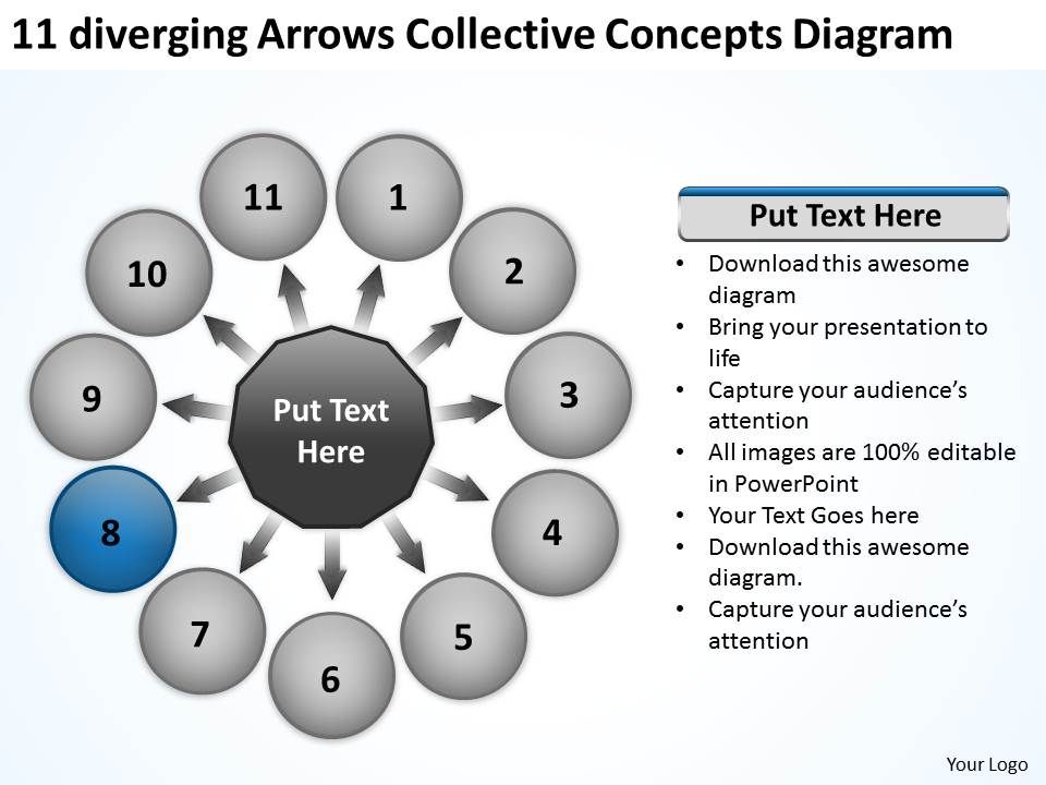 11 Diverging Arrows Collective Concepts Diagram Circular