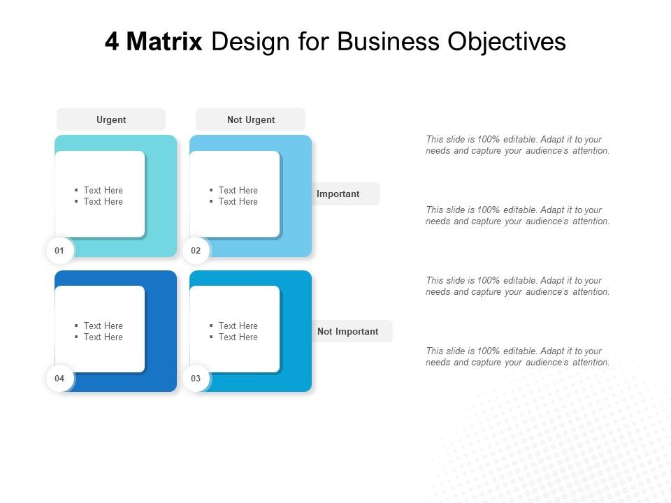 4 Matrix Design For Business Objectives | Template Presentation ...
