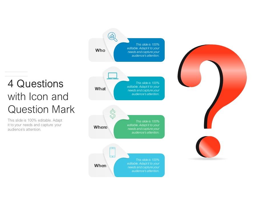 4 Questions With Icon And Question Mark | Presentation Graphics ...