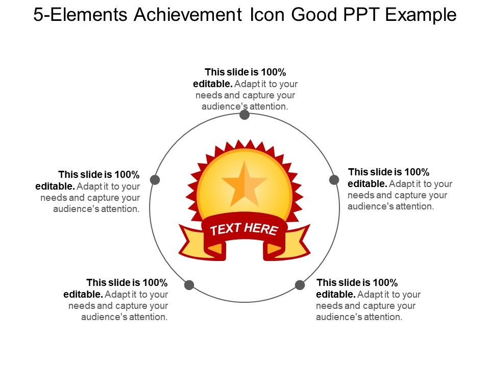 5 Elements Achievement Icon Good Ppt Example Powerpoint Presentation Sample Example Of Ppt Presentation Presentation Background