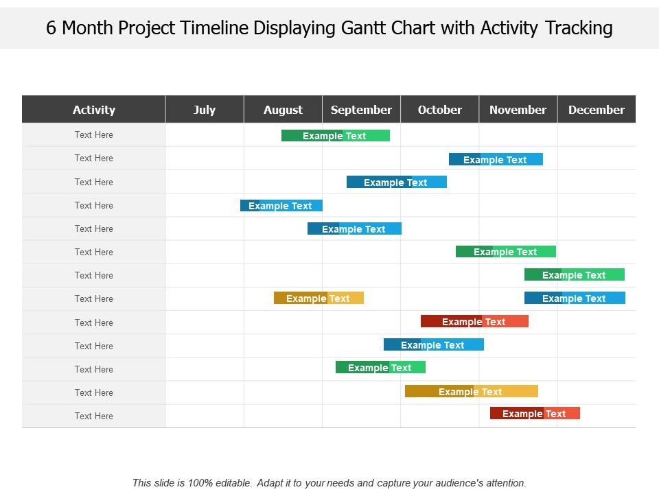 6 Month Project Timeline Displaying Gantt Chart With ...