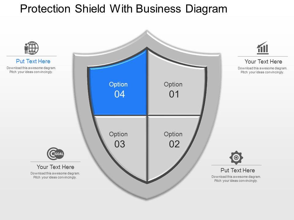app Protection Shield With Business Diagram Powerpoint Template