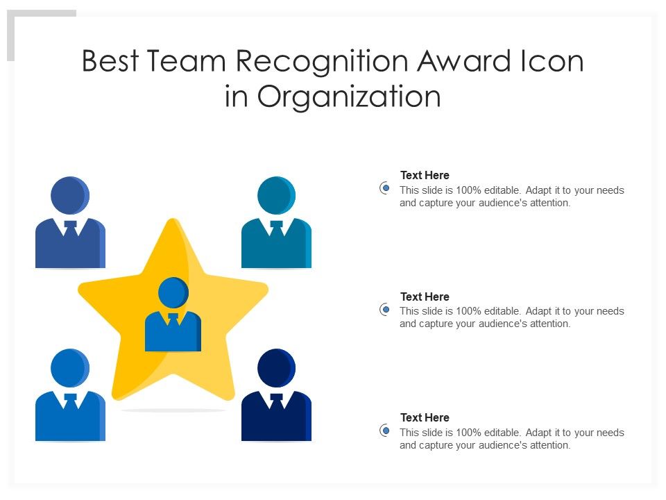 Best Team Recognition Award Icon In Organization Presentation
