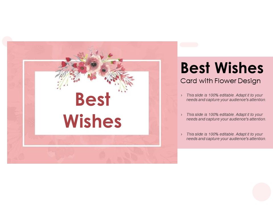 Best Wishes Card With Flower Design Powerpoint Presentation Images