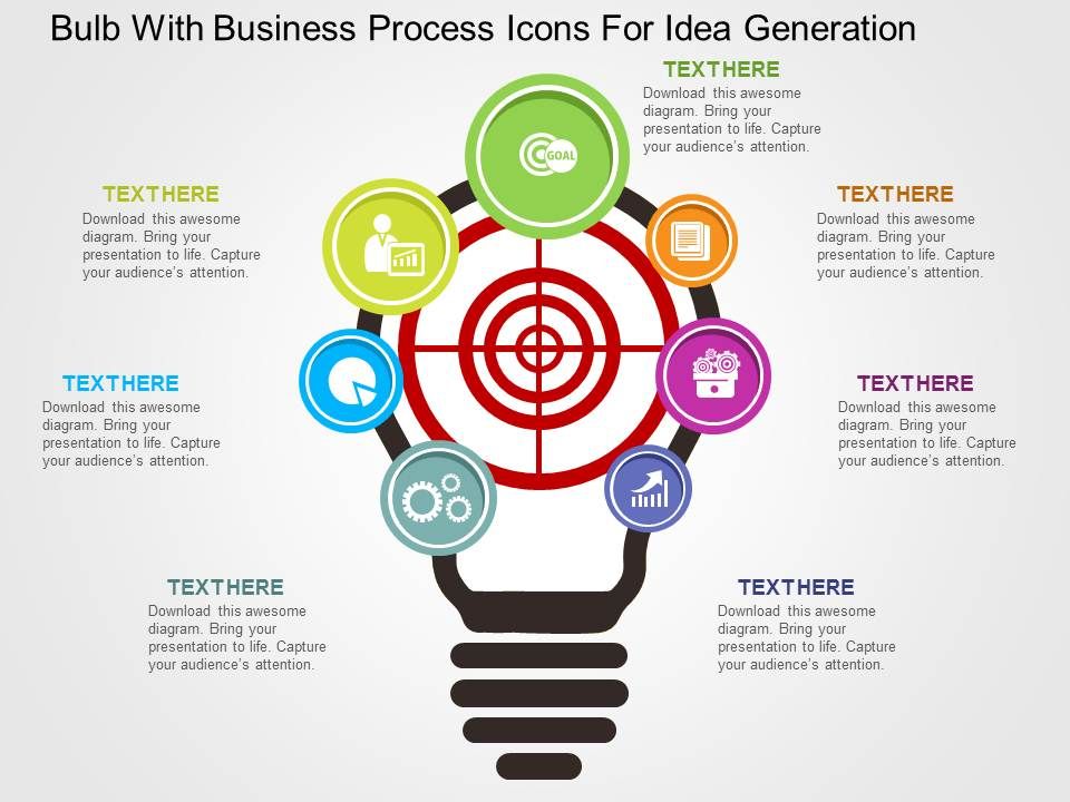 Bulb With Business Process Icons For Idea Generation Flat ...