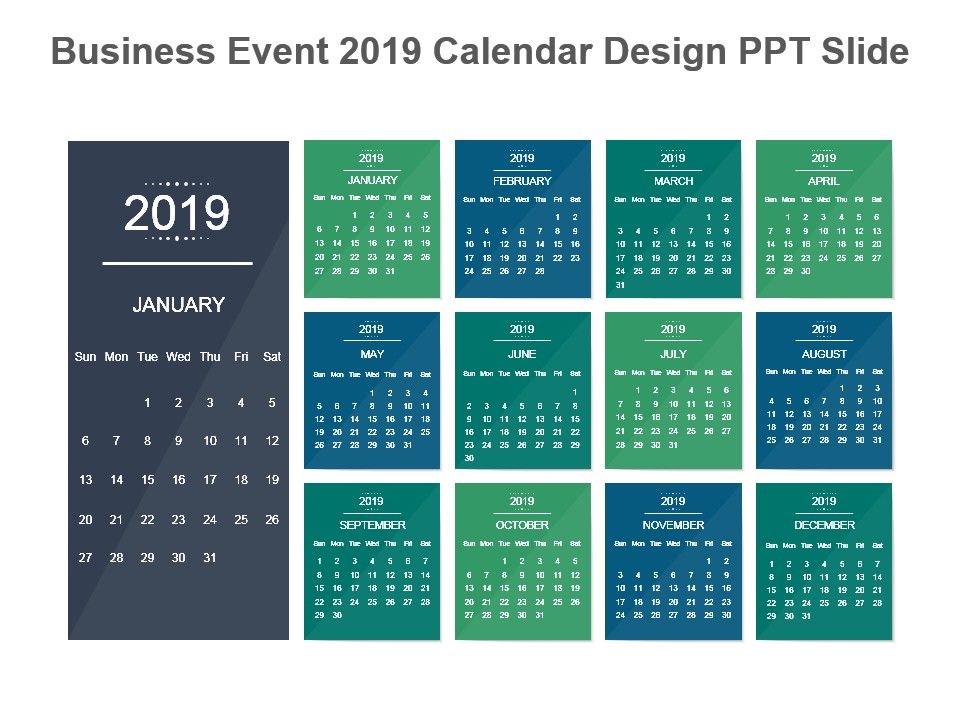 business event 2019 calendar design ppt slide powerpoint calendar slides
