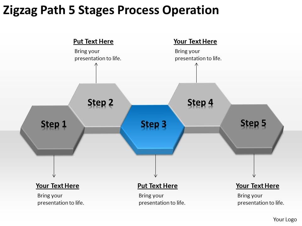 Business Flow Diagram Example Zigzag Path 5 Stages Process ...