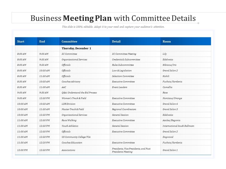 business plan for a meeting