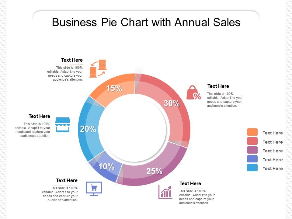 Business Pie Chart With Annual Sales PowerPoint Slides Diagrams