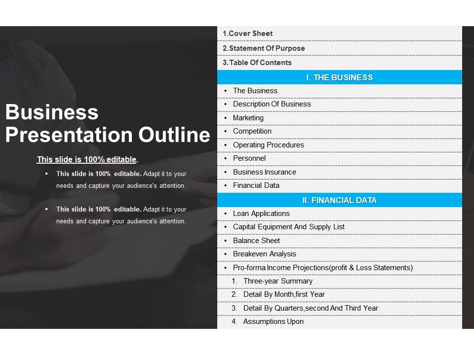 Business Presentation Outline Ppt Slide Examples | PowerPoint ...