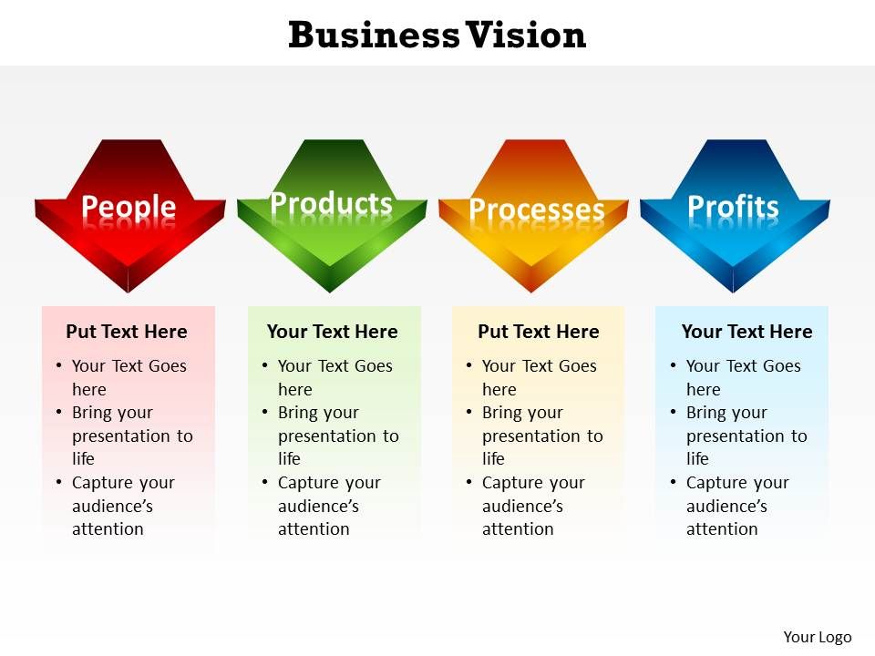 business vision with arrows in line powerpoint diagram templates