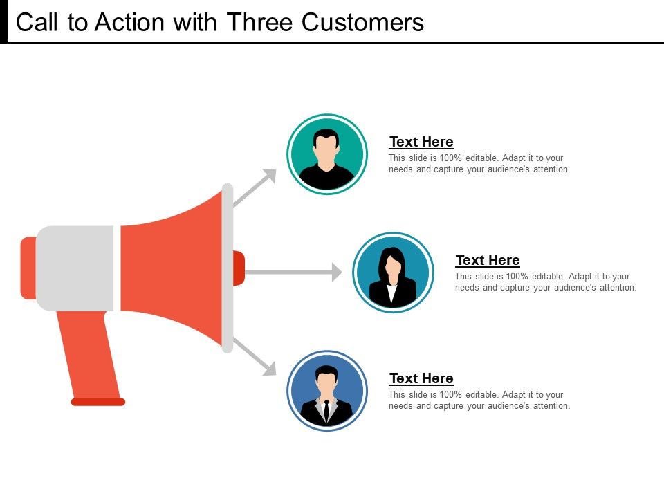 Call To Action With Three Customers | PowerPoint Slide Clipart ...