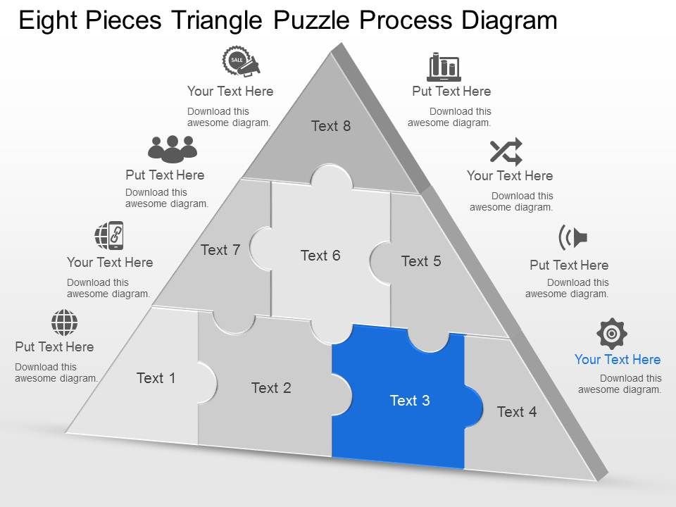 Cd Eight Pieces Triangle Puzzle Process Diagram Powerpoint Template Powerpoint Slide Presentation Sample Slide Ppt Template Presentation