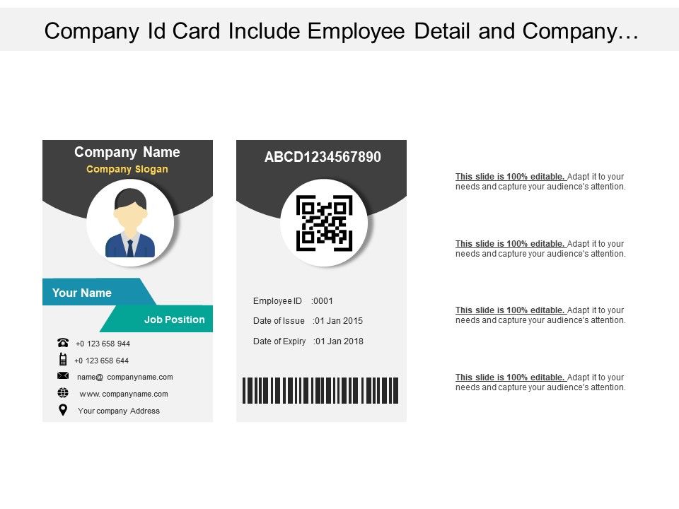 company id card include employee detail and company logo