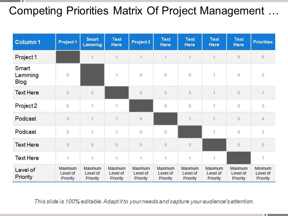 project management priority matrix