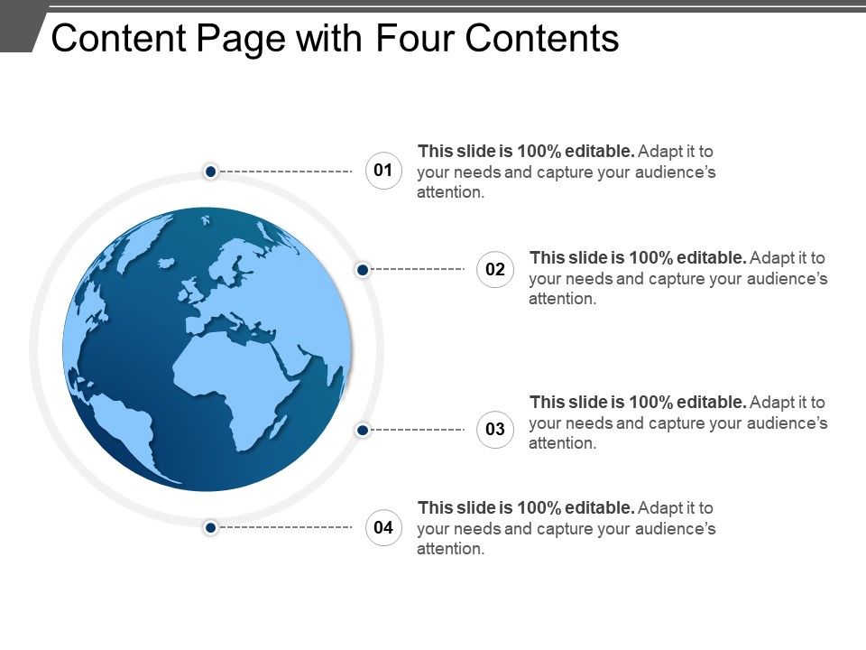 Content Page With Four Contents Presentation Powerpoint Images Example Of Ppt Presentation Ppt Slide Layouts