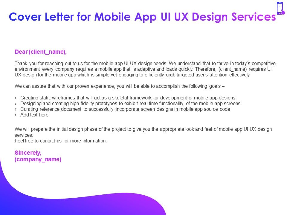 Cover Letter For Mobile App Ui Ux Design Services Ppt Powerpoint Presentation Graphics Presentation Graphics Presentation Powerpoint Example Slide Templates