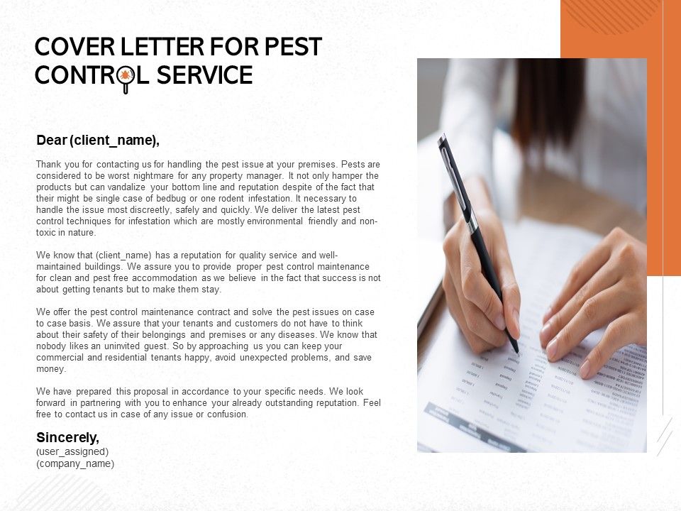 Cover Letter For Pest Control Service