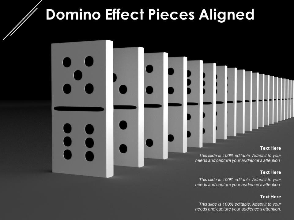 Domino Effect Pieces Aligned PowerPoint Templates Designs PPT Slide