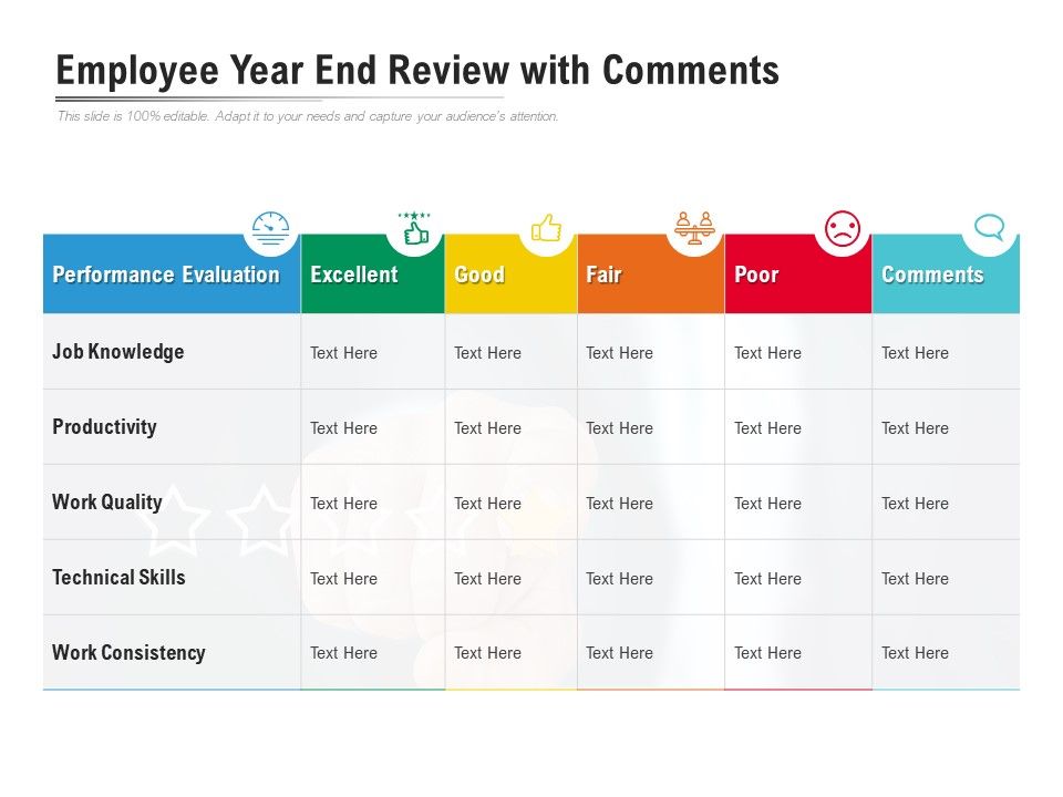 Employee Year End Review With Comments PowerPoint Templates Designs