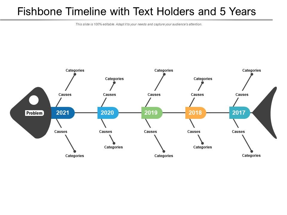 fishbone-timeline-with-text-holders-and-5-years-powerpoint