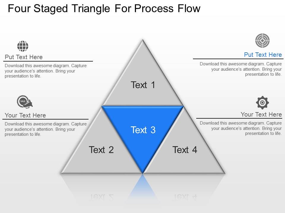 Four Staged Triangle For Process Flow Powerpoint Template Slide ...