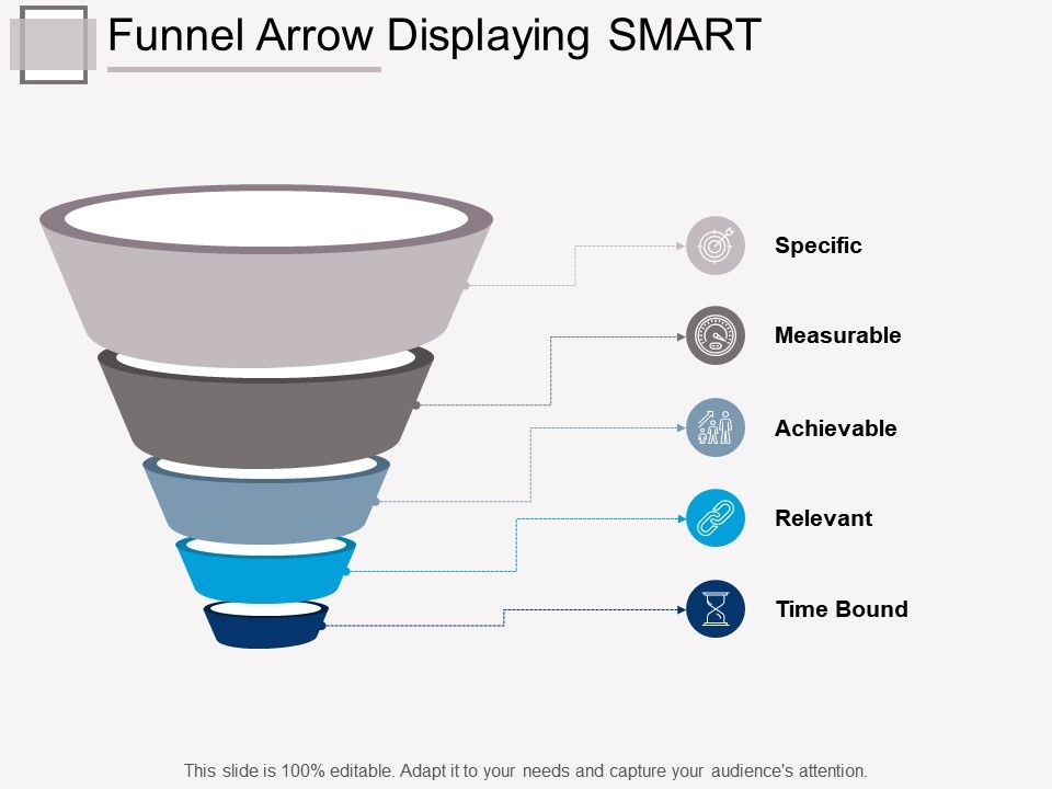 Funnel Arrow Displaying SMART Graphics Presentation Background for